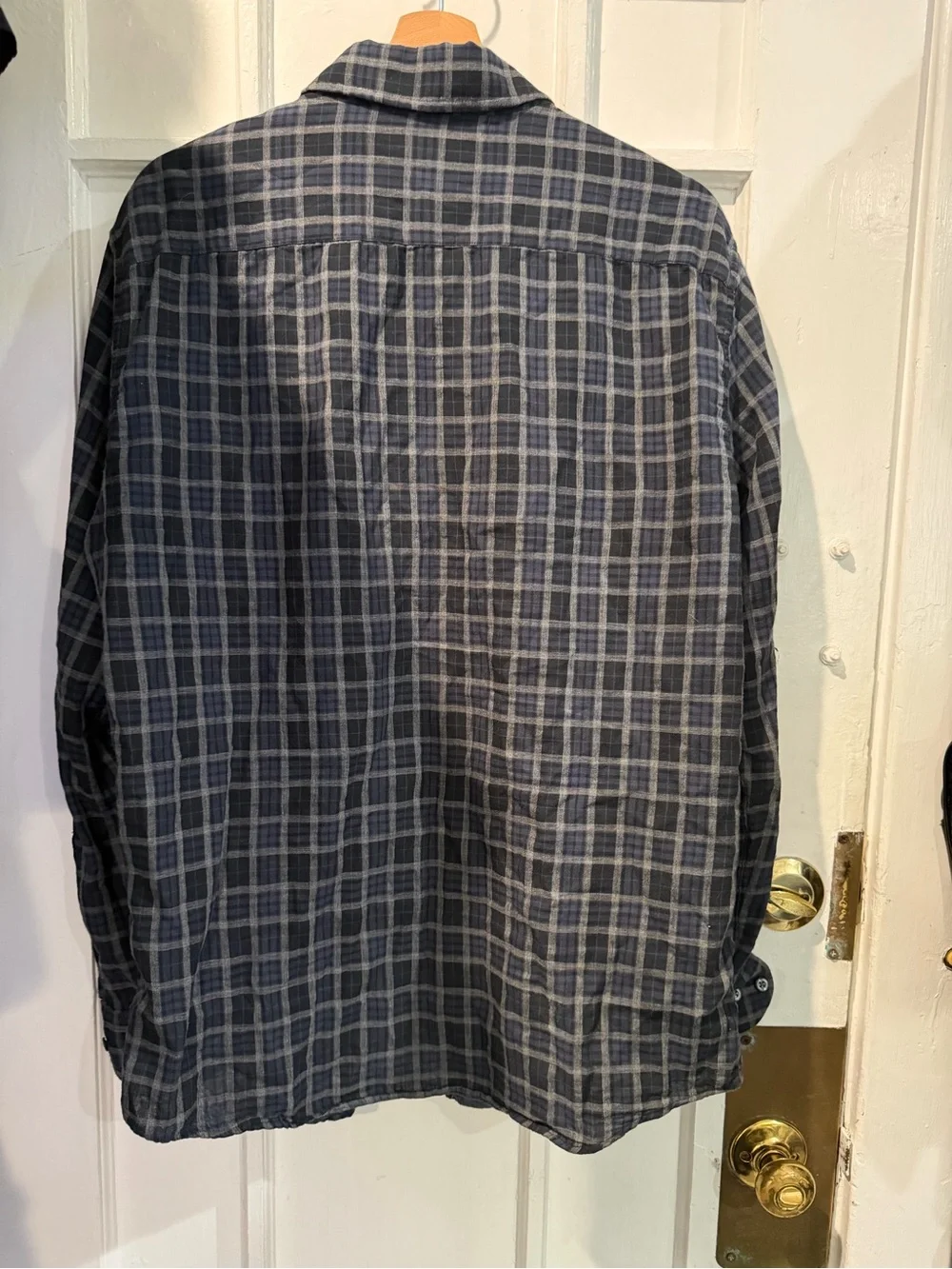 Banana Republic Navy and Gray Plaid Lightweight Shirt Jacket